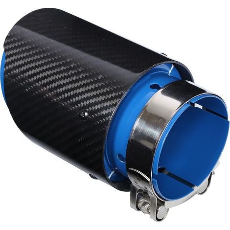 Embout d'échappement 80-101 mm, sortie unique, côté droit, fibre de carbone brillante, acier inoxydable bleu (1/5)