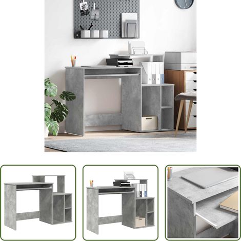 Schreibtisch Beton Grau -  Schreibtisch Beton Grau 120,5 x 44 x 88,5 cm Holzwerkstoff (1/5)