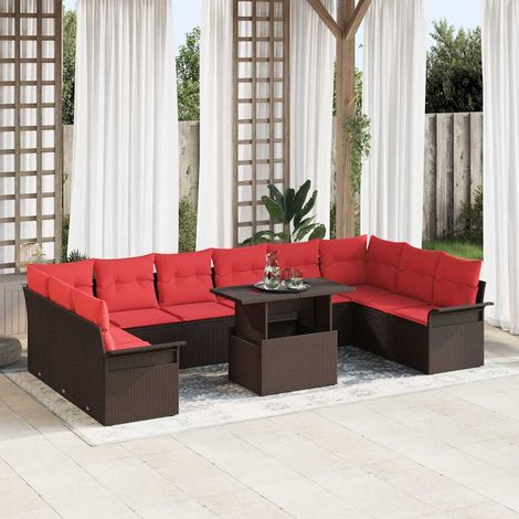 Set Divano da Giardino 11 pcs Marrone Rattan in Polipropilene vidaXL (1/5)