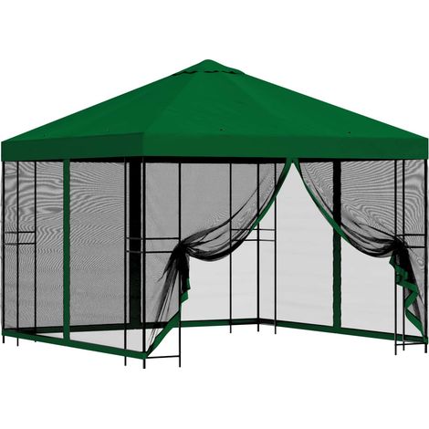 vidaXL Garden Gazebo with Sidewalls 3 x 3 m Green Polyester and Steel