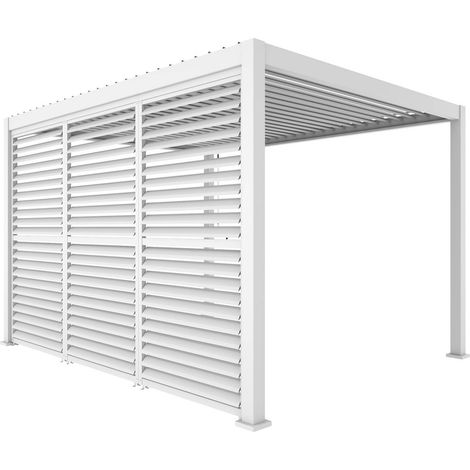 sweeek - Pergola mit Lamellendach Triomphe 3x4m + 3 Lamellenwände 130cm (1/4)