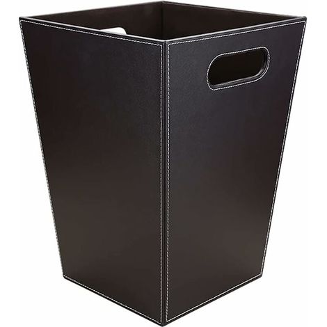 Papierkorb - PU Cuir - Structure Bois - 24 x 20 x 28 cm - Usage Bureau Salle De Bain Chambre Cuisine Hotel - 1 Pièce