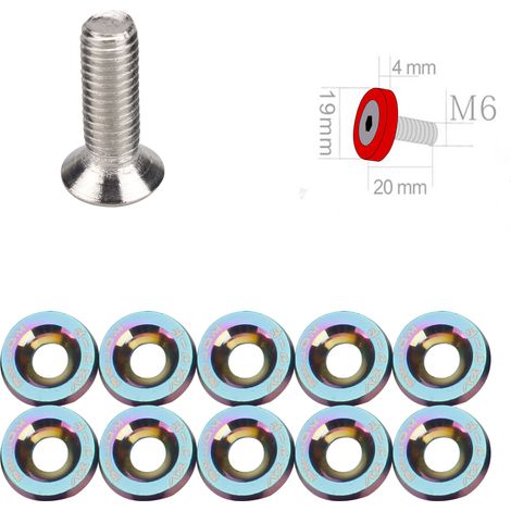 Pièces de modification automobile JDM : vis à rondelle M6, rondelles de protection de batterie, garde-boue, vis de support de plaque d'immatriculation, vis décoratives - Colorées (1/4)