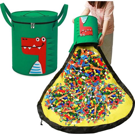 Sac de rangement pour jouets (vert) x1 Tapis de jeu Boîte de rangement pour jouets Tapis Lego Boîte de rangement Jouets (1/5)