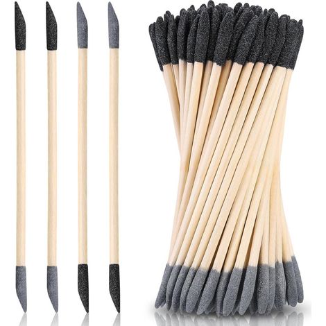 50 pièces - Bâtonnets de ponçage - Bâtonnets de ponçage double face - Grain 120/280 - Bâtonnets de polissage fin - Manche en bois - Pour le ponçage de maquettes en plastique, bois, métal, petites surf (1/5)