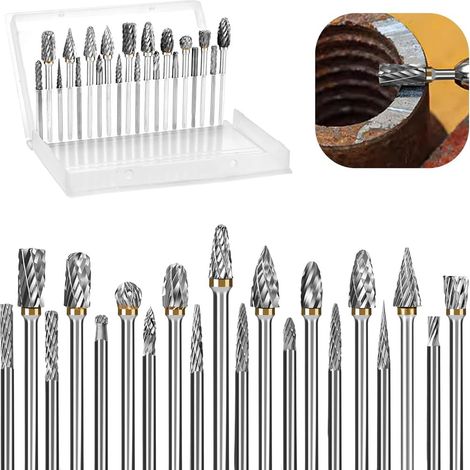 Juego de 20 cabezales de fresado de carburo de tungsteno con vástago de 1/8 de pulgada (adecuados para grabado en piedra, grabado en madera, grabado al aguafuerte y pulido).