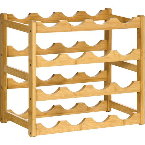 Casier à vin en bambou pour 16 bouteilles, 43x23,5x38 cm, design naturel pour cuisine et salon (1/5)