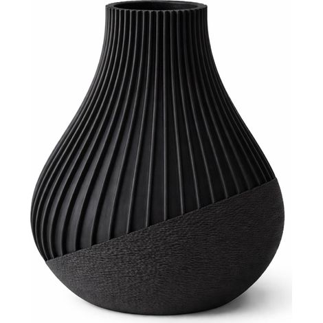 Vase décoratif noir, rainuré, style japonisant moderne (1/3)