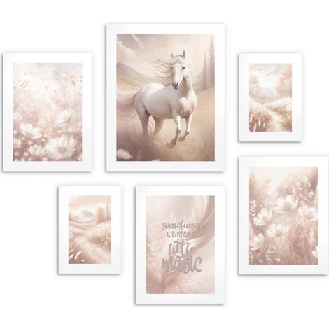 Kinderposter 6er Set Gallery Horse Quote beige Set 100x100 (1/5)