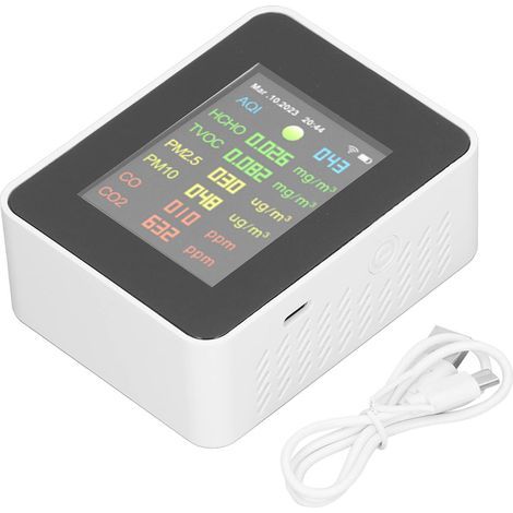 Moniteur de qualité de l'air 9 en 1, détecteur WiFi, affichage numérique LCD couleur, testeur d'intérieur multifonctionnel (1/5)