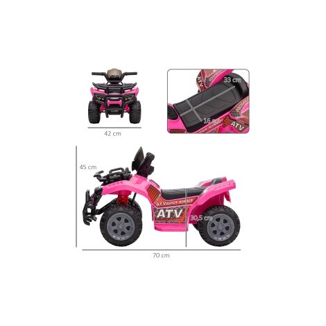 Quad électrique enfant rose 6 V avec marche avant et musique pour jardin, cour et terrasse (1/5)