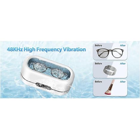 Cet appareil de nettoyage de bijoux à ultrasons de 48 kHz est compatible avec le nettoyage de bijoux, lunettes, bagues, bracelets de montre, prothèses dentaires et autres objets. Il dispose de deux mo (1/5)