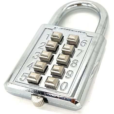 Cadenas à combinaison à 10 chiffres, mécanisme de verrouillage à 5 chiffres (argenté)