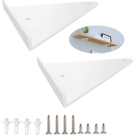 Supporti per mensole bianchi, 2 pezzi da 6 pollici, supporti nascosti per mensole fluttuanti in legno, supporti ciechi invisibili, viti e tasselli inclusi. (1/5)