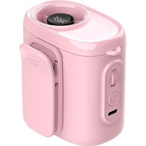 Ventilateur portable avec pince pour ceinture ou cou, rechargeable USB, écran numérique, batterie 1800 mAh – idéal pour voyages, plein air et usage quotidien – rose