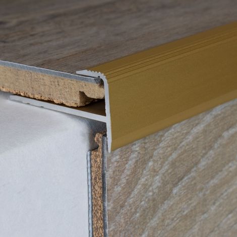 Einschubprofil "Fredericton", mit Nase für Laminat, 8,5 mm Einfasshöhe, Aluminium eloxiert, gebohrt-goldfarbig-1000