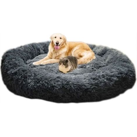 Bardusch-Lit moelleux rond pour Chat et Chien Extra large Lavable avec coussin,Deluxe Panier pour Animal Domestique-100x100cm-gris (1/4)