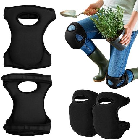 Genouillère Jardinage, Lot de 2 Jardinage Attelle Genou, Genouillère AntiCollision Épaississement Genouillères Respirantes (Noir) (1/5)