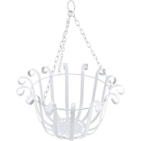 Paniers à fleurs suspendus avec chaîne, support à fleurs suspendu en métal, paniers suspendus en fer, support mural pour plantes d'intérieur et d'extérieur (1/5)