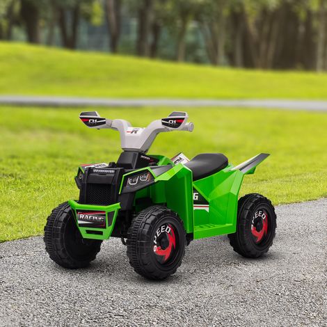 Quad eléctrico infantil, 2,5 km/h, marcha adelante y atrás, para niños de 18 a 36 meses, color verde.