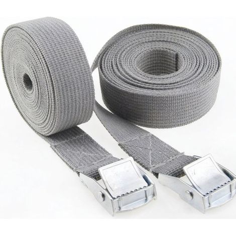 2 sangles de tension, kit de fixation avec sangle pour porte-vélos, porte-motos et porte-vélos, vert olive, 2,5 x 200 cm (1/5)
