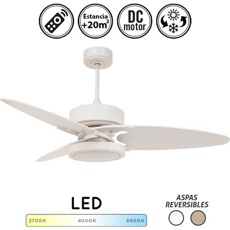 Ventilador de techo con luz silencioso DC con mando cross blanco 132 cm invierno-verano color luz regulable (1/5)