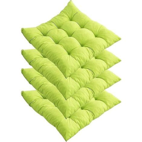 Lot de 4 coussins de chaise épais, coussins de chaise de salle à manger 40 x 40 cm, coussins de chaise de jardin pour la maison, le bureau, usage intérieur et extérieur (vert) (1/4)