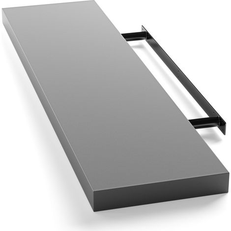 Floating Wall Shelf, Grey MDF 90cm, 15kg Capacity (1/5)