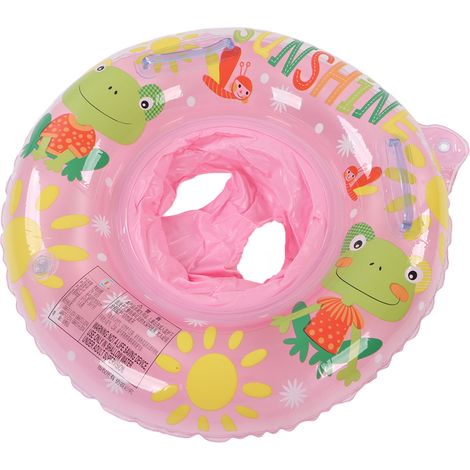 Schwimmring für Kinder, wasserdicht, mit Doppelgriff, leicht zu greifen, Babyschwimmsitz, Schwimmhilfe für Badewanne, Schwimmbad, Frosch-Design, rosa (1/5)