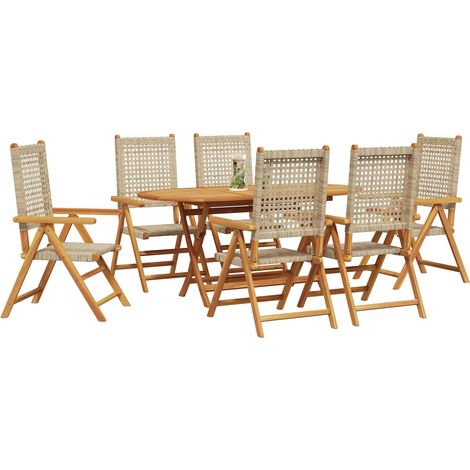 Maison Exclusive - Garten Essgruppe 7 pcs Beige Massivholz Akazie