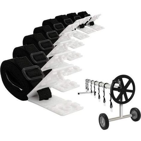 Enrouleur Bache Piscine - Kit de Fixation pour Bâche Solaire de Piscine - 8 Sangles de Fixation pour Bâche Solaire (1/4)