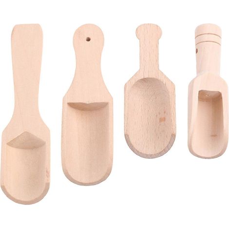 4er-Set Mehrzweck-Mini-Löffel aus Holz für Badesalz, Mehl, Süßigkeiten, Gewürze, Zucker, Müsli, Kaffeebohnen, Soßen, Küchenhelfer und Teezubehör