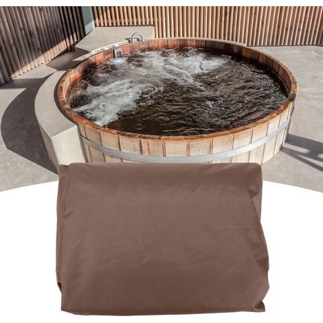 Quadratische Outdoor-Badewanne mit Whirlpoolfunktion, staub- und wasserdichte Abdeckung (Kaffee) (1/4)