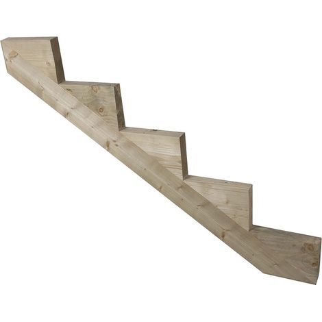 Limon 5 Marches Escalier Pin Traite - Escalier Extérieur - Pré-entaillé