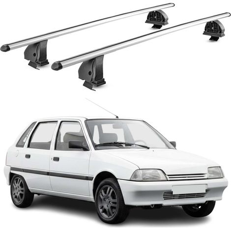 OMAC Barres de toit transversales en aluminium pour Citroen AX 1986-1998 – TÜV / DIN 75302:2019 – Antivol inclus – Charge max 75 kg – 2 barres – Gris (1/4)