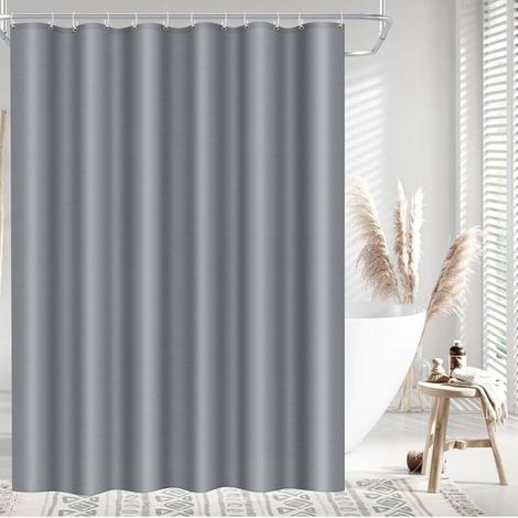 Rideau de douche - 180x200 cm - Polyester - Imperméable - Anti-moisissure - Salle de bain - Gris clair (1/5)