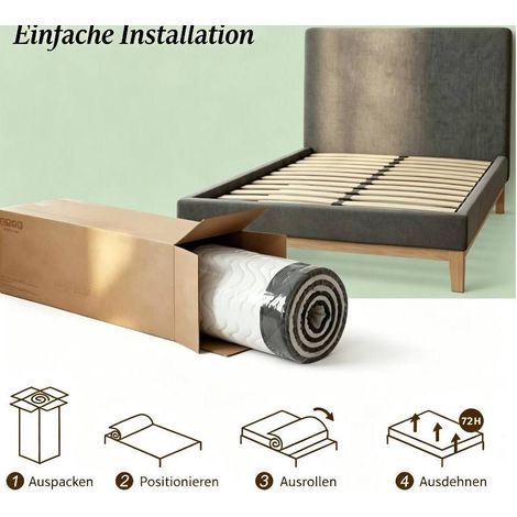 Matelas double 140 x 190 cm en mousse à mémoire de forme, épaisseur 20 cm, MODENUIT (1/5)