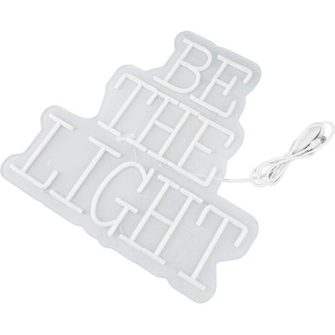 Enseigne Néon Murale Blanc Chaud Lettres BE THE LIGHT Acrylique LED Déco Esthétique Chambre Salon (1/5)
