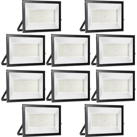 10pcs 200W 20000LM Projecteur LED Extérieur 6000K Blanc Froid Spot LED Extérieur IP65 Etanche Projecteur LED pour Terrasse Jardin Parc Garage Cour Entrée