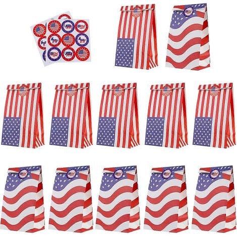 Lot de 12 pochettes cadeaux à motif drapeau américain, idéales pour offrir des bonbons lors de la fête nationale et des élections. (1/5)