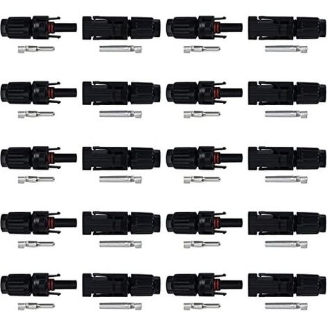 10 paia di connettori per pannelli solari con MC4 maschio + femmina - Per pannelli solari fotovoltaici