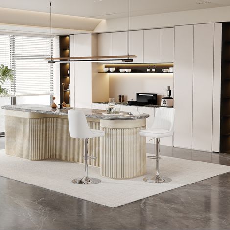 Tabouret de bar lot de 2 réglables pivotants blanc OKMYHOME (1/5)