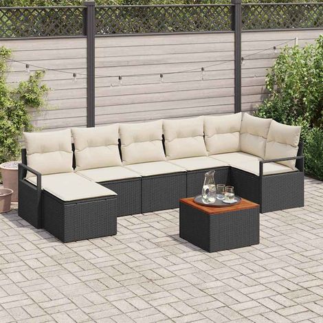 Teenpull – Gartensofa-set 8 Stk. Schwarz Poly-Rattan (1/5)