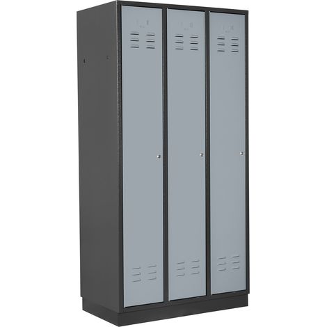 ADB Umkleideschrank / Spind 3-türig, RAL 7016/7001, Anthrazit/grau, 178x89x50cm (1/5)