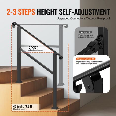 Rampe d'Escalier pour 2-3 Marches Extérieures Main Courante (1/5)