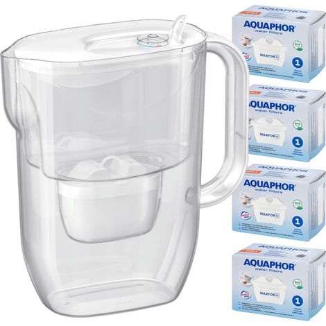 Caraffa filtrante Aquaphor Fresh da 3,2 litri di colore bianco, con 4 cartucce Maxfor+. (1/5)