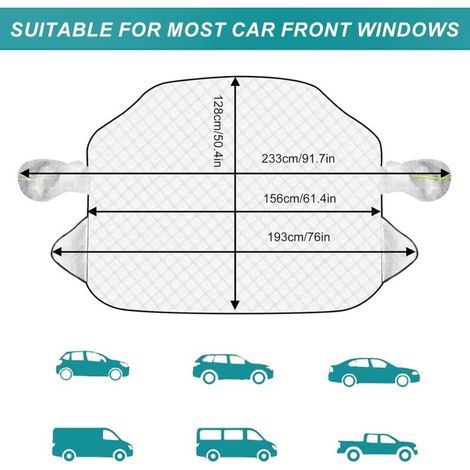 Protege Pare Brise Givre, 156 X 128CM Couverture Pare Brise Voiture Magnétique Hiver Protection Pare Brise Gel avec Couvercle de Rétroviseur,Pare Soleil Voiture Pare Brise Avant Bache Voiture (1/4)