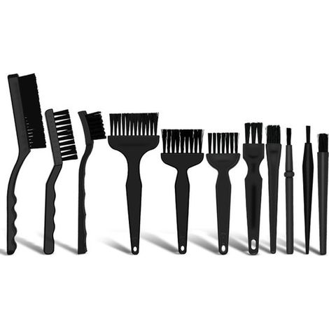 Kit de brosses de nettoyage antistatiques - Multifonctionnelles - Mise à la terre - 11 pièces - Pour ordinateurs - Noir