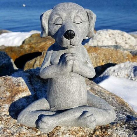 Garden Sculpture, Dog Figurine Zen Yoga Dog Statue Decoration, Garden Decoration Outdoor Sculpture, Decor, Home Interior Ornaments Dog Buddha Meditation, Meditation (1/5)
