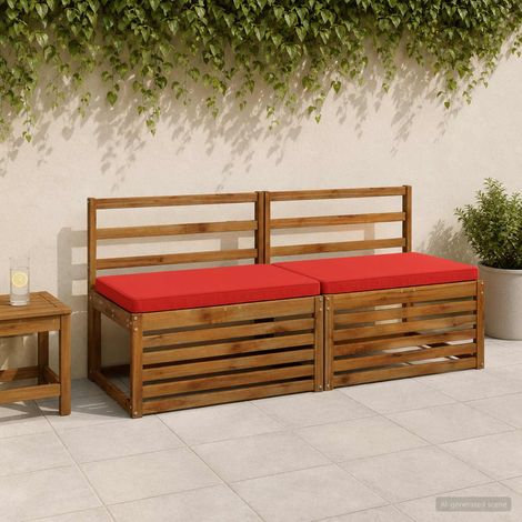 vidaXL Cojines para banco de 2 piezas VUGHT 2 uds. 100% Poliéster Rojo (1/5)